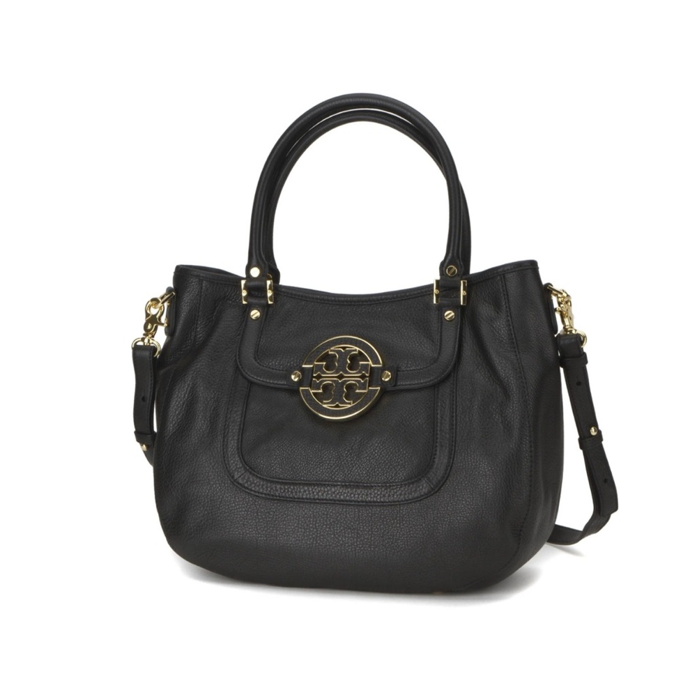 Tory Burch Black Amanda Boho Bag with Gold Accents
